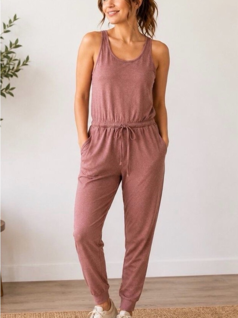 Patagonia Mauve Tank One-Piece Jumpsuit with Drawstring Waist (size small)
